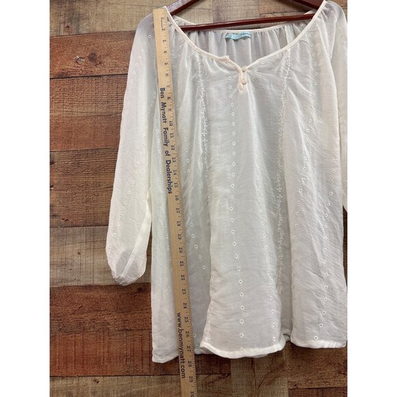 Maurice's Cream Sheer White Boho Blouse Large - Picture 5 of 8